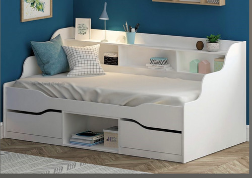 White single bed frame with - bed,