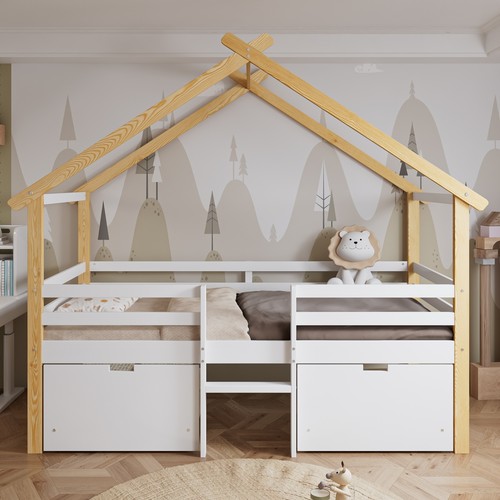 Wooden house bed - bed, with