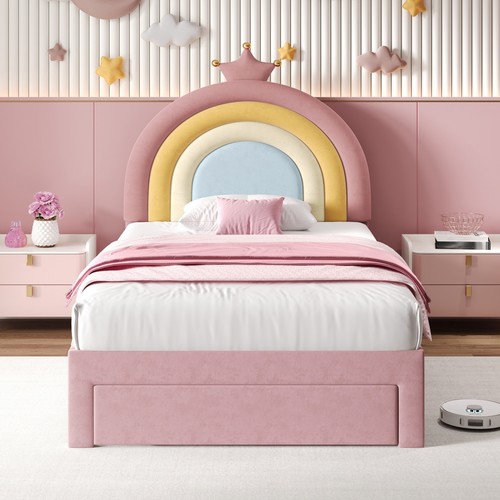 Single upholstered bed frame - bed,