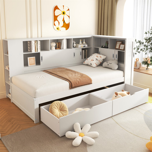 Single bed with - bed, bookcase