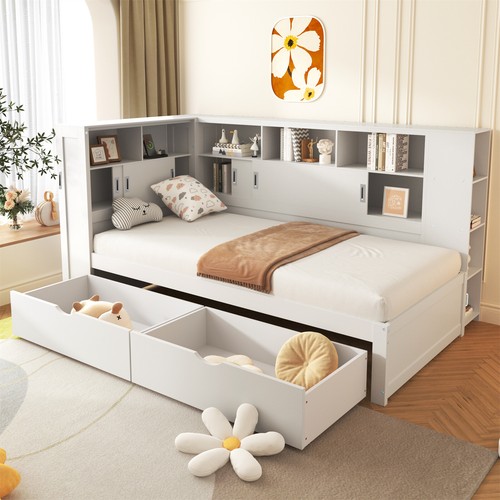 Single bed with - bed, bookcase