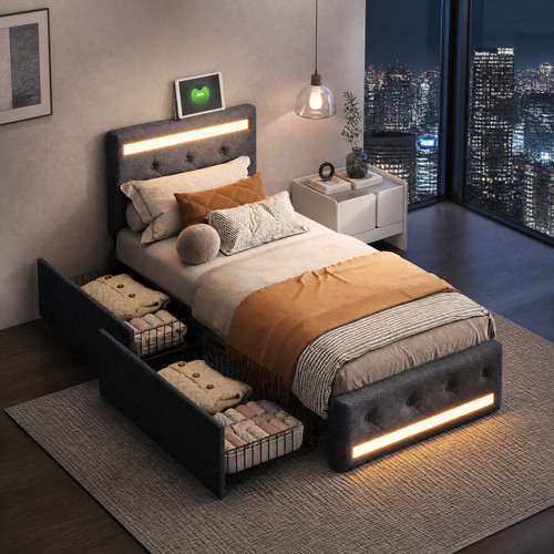 Upholstered 3ft single led - single, bed
