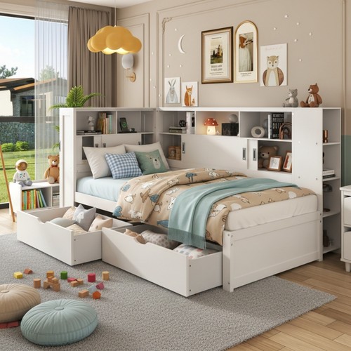 3ft single wooden storage bed - storage,