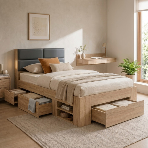 Wooden storage bed - wooden,