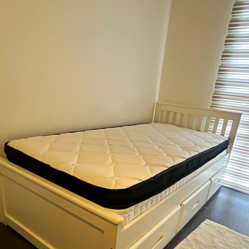 White painted wooden - white, single