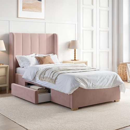 Pink velvet single - pink, bed
