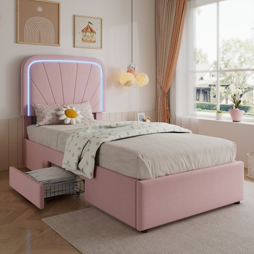 Upholstered single bed - single, frame
