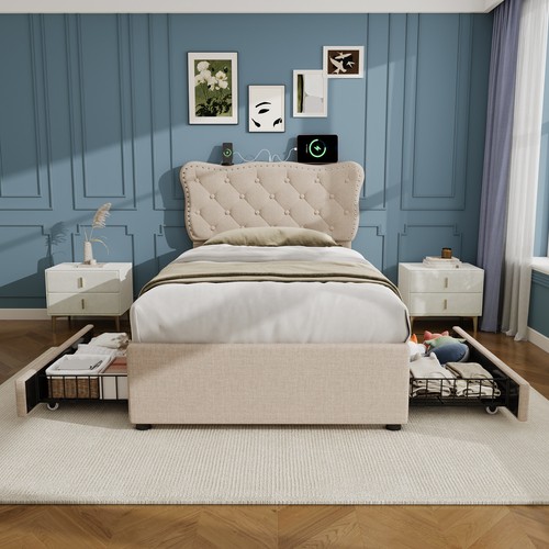 3ft single upholstered bed - single,