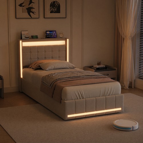Upholstered storage bed frame - storage,