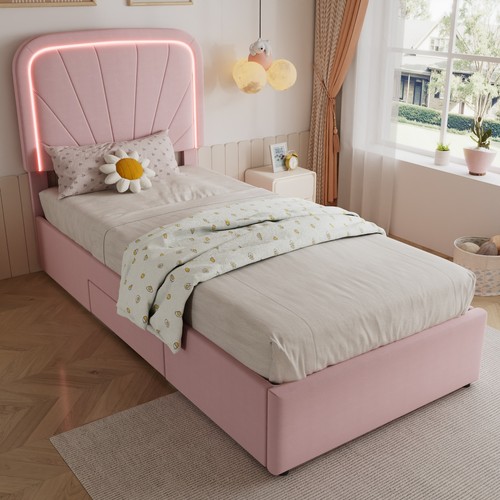 Single bed frame with storage - with,