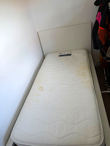 White single wood storage bed - white,