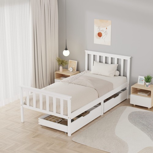 Wood single bed frame with - bed,